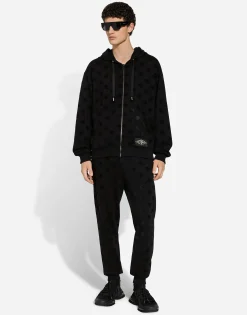 Zip-up hoodie with all-over DG print