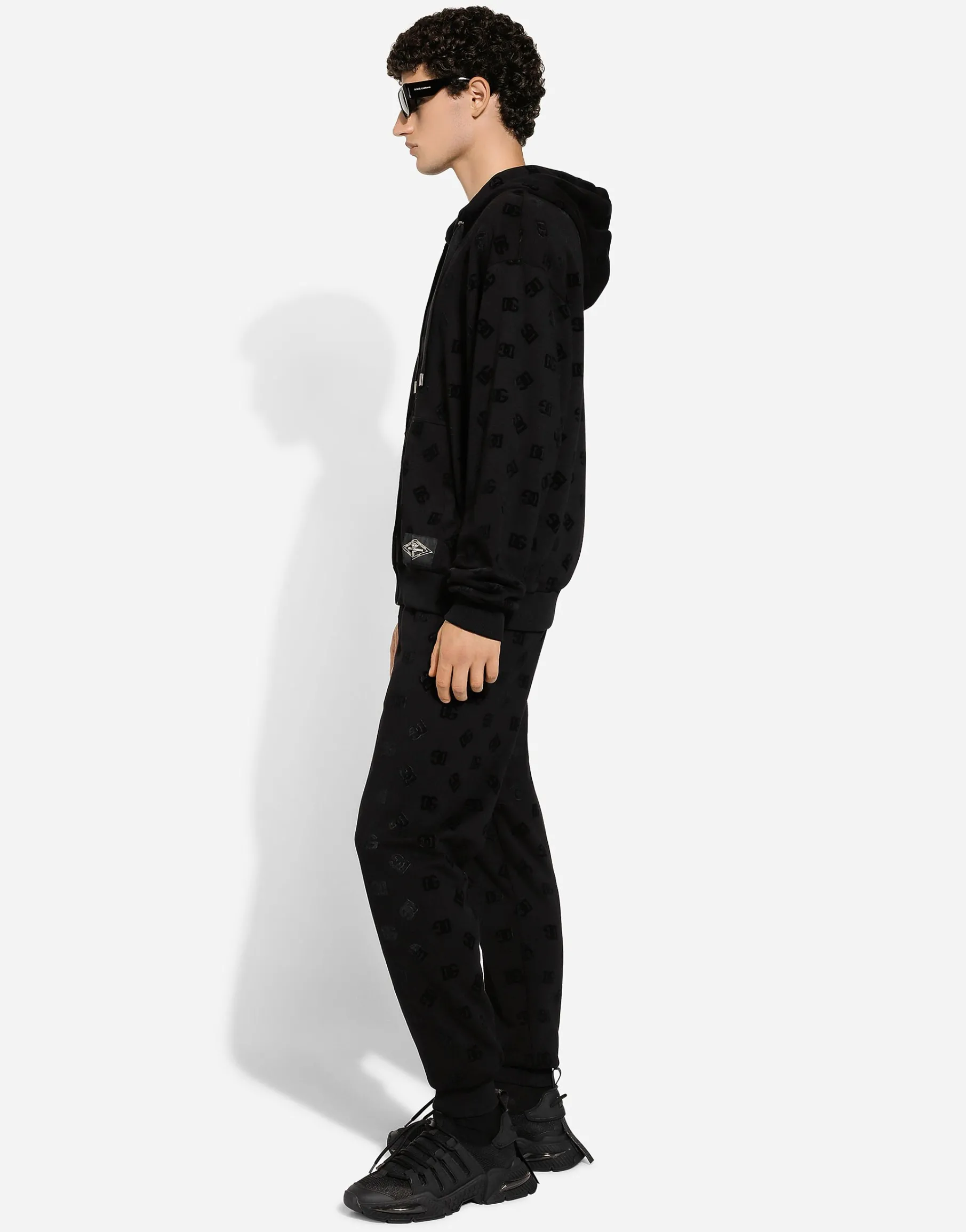 Zip-up hoodie with all-over DG print