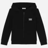 Zip-up hoodie with logo tag