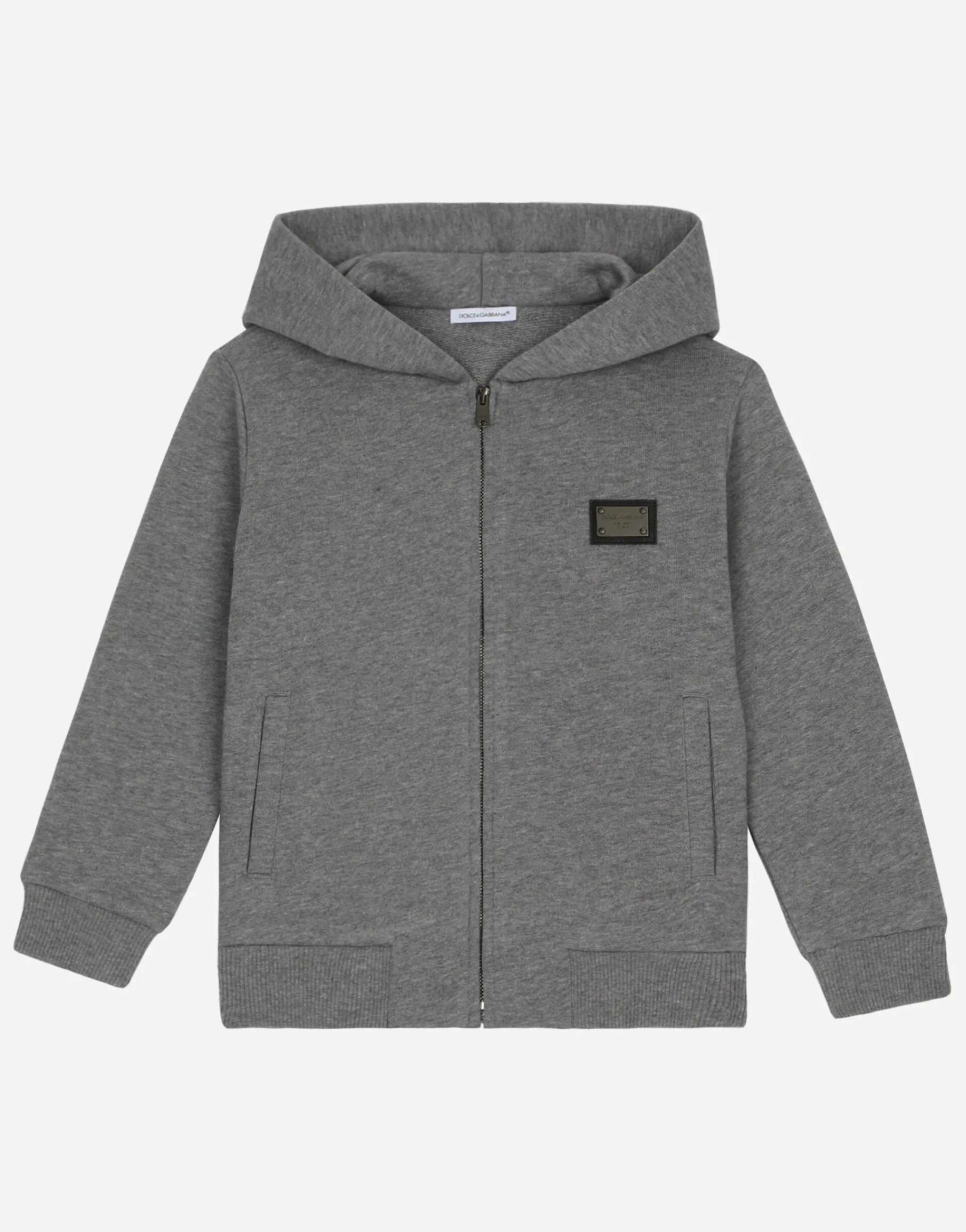 Zip-up hoodie with logo tag