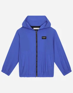 Zip-up hoodie with logo tag