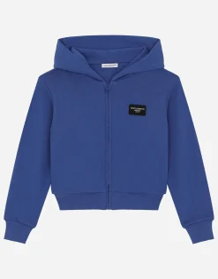 Zip-up hoodie with logo tag