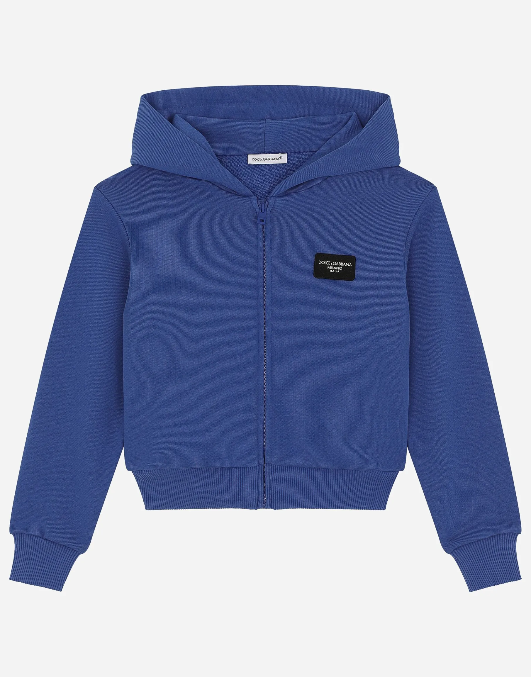 Zip-up hoodie with logo tag