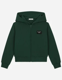 Zip-up hoodie with logo tag