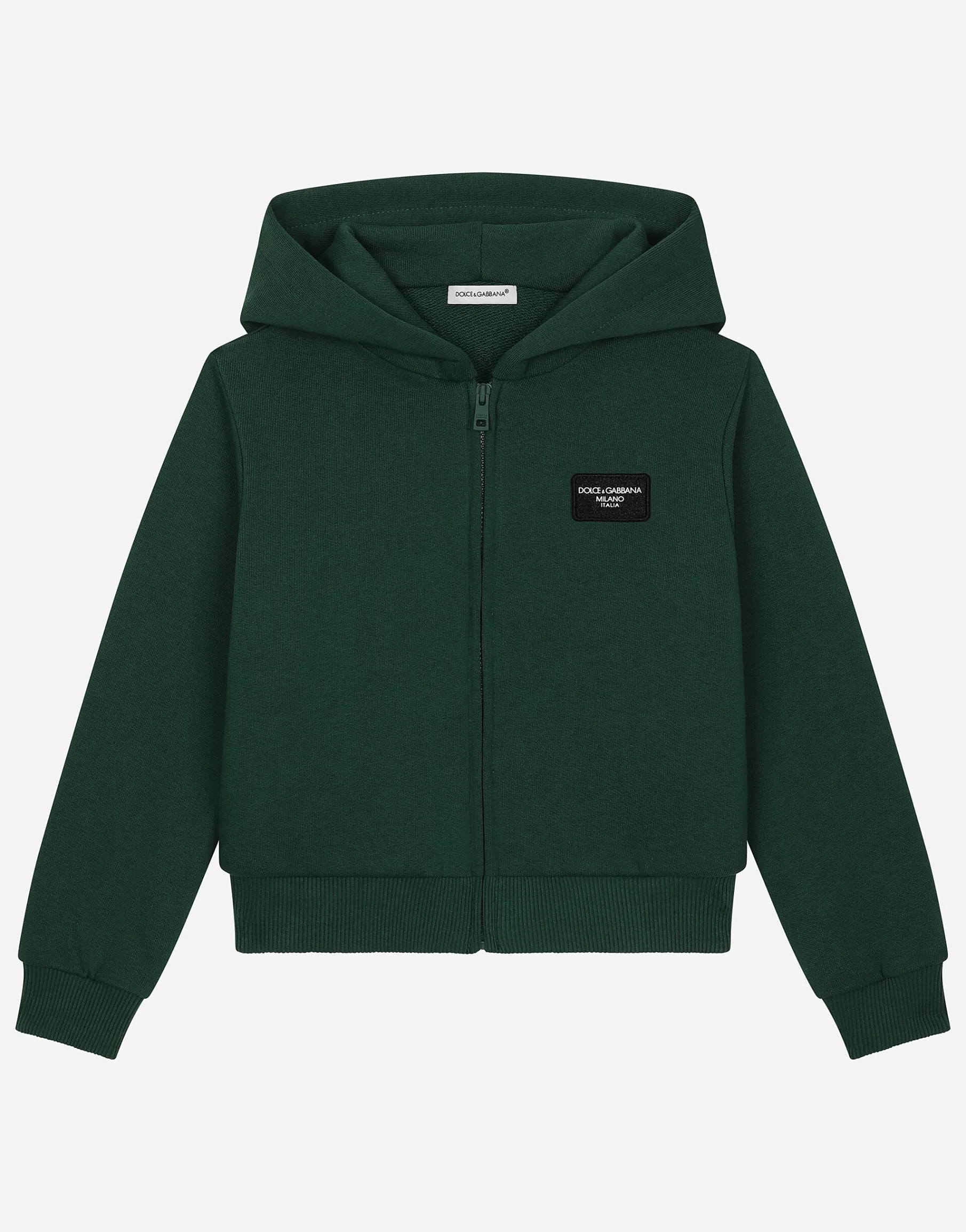 Zip-up hoodie with logo tag