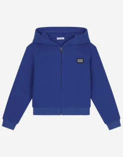 Zip-up hoodie with logo tag