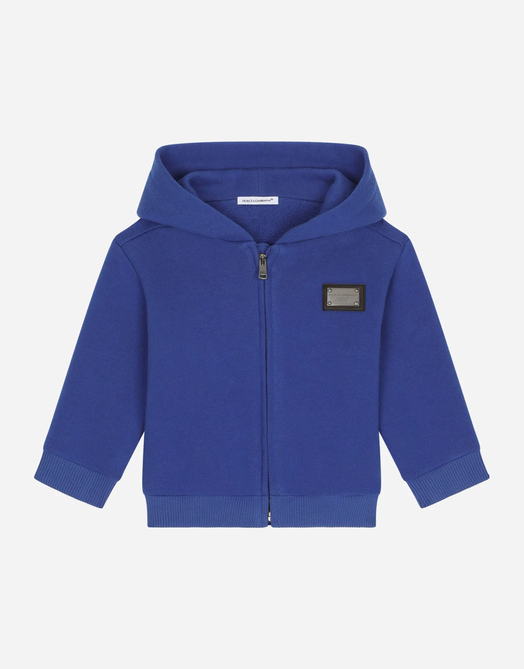 Zip-up hoodie with logo tag