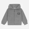 Zip-up hoodie with logo tag