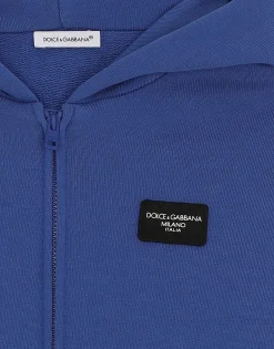 Zip-up hoodie with logo tag