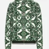 Zip-up hoodie with majolica print