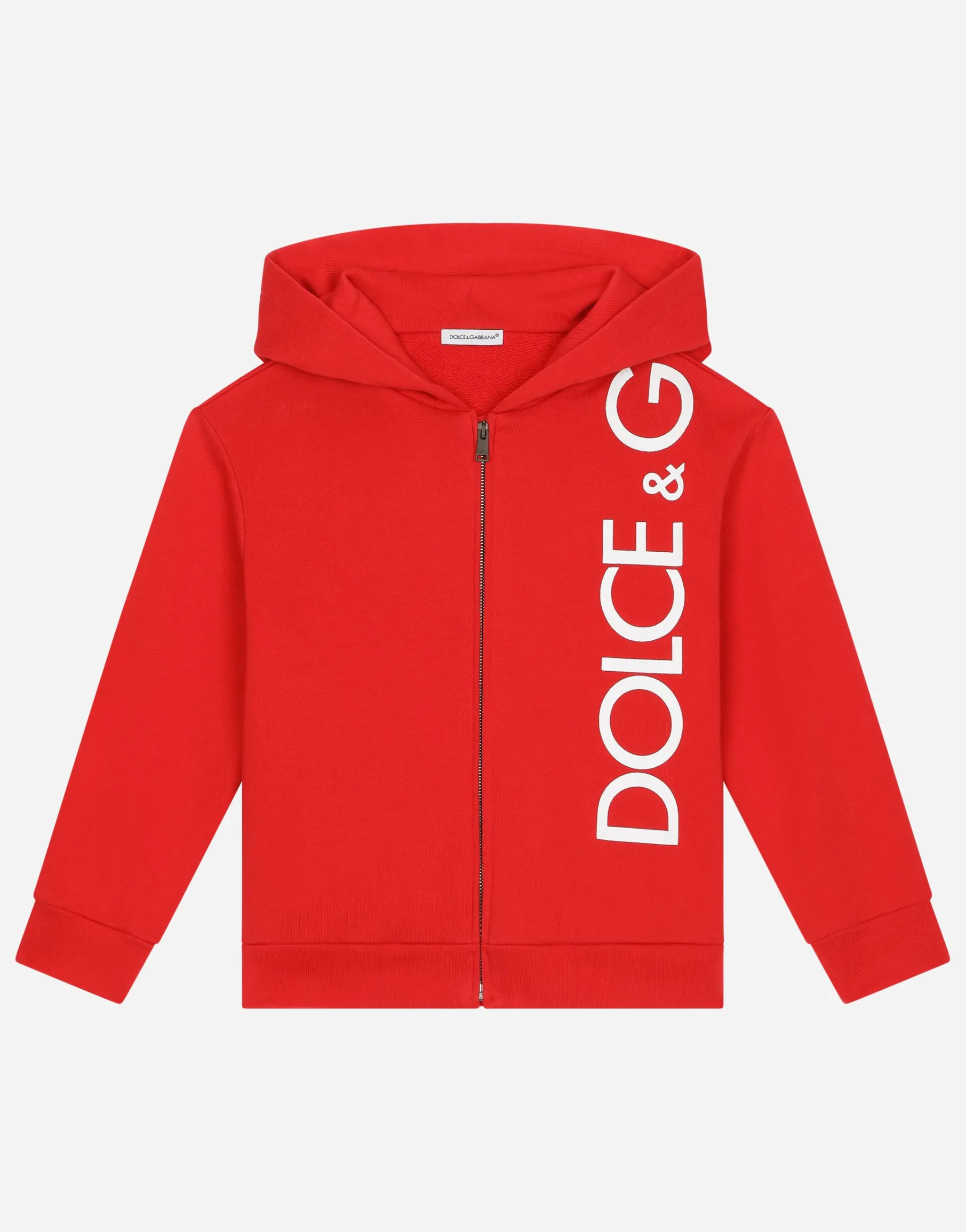 Zip-up jersey hoodie with logo print