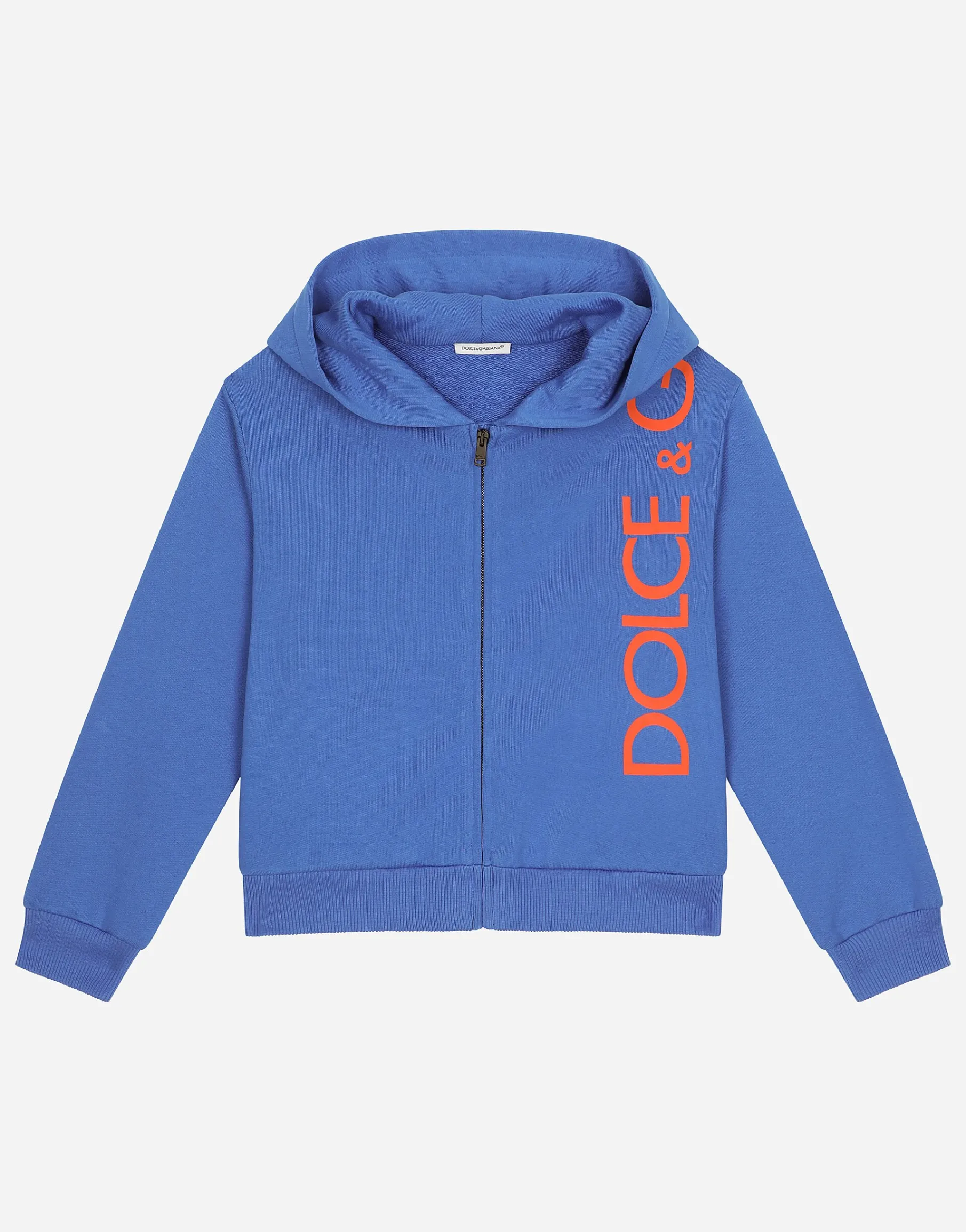 Zip-up jersey hoodie with “Dolce&Gabbana” logo