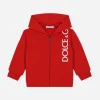 Zip-up jersey hoodie with logo print