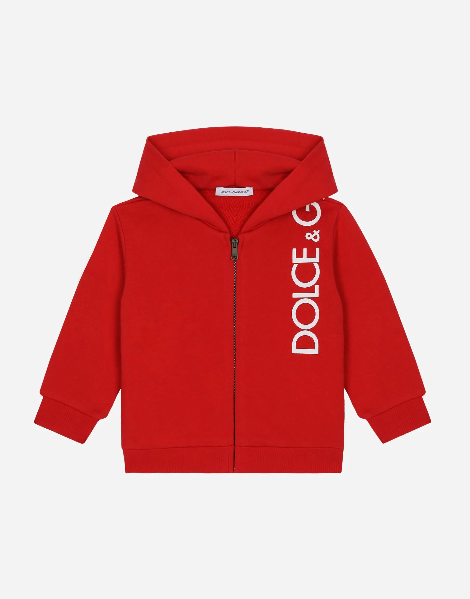 Zip-up jersey hoodie with logo print