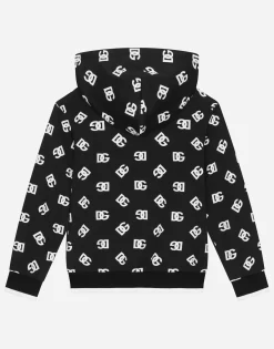Zip-up jersey hoodie with DG logo print