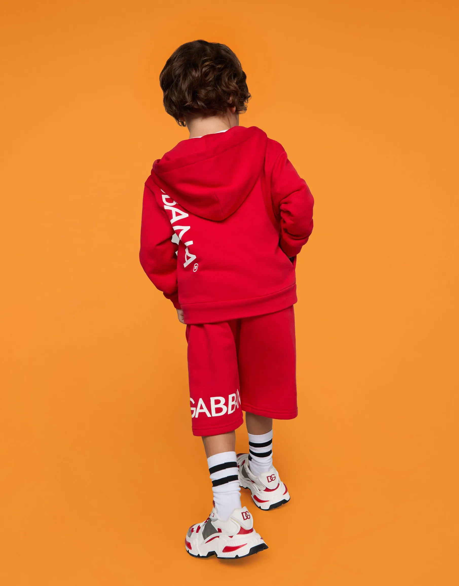 Zip-up jersey hoodie with logo print