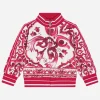 Zip-up jersey sweatshirt with majolica print