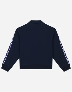 Zip-up jersey sweatshirt with logo side bands
