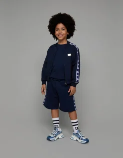 Zip-up jersey sweatshirt with logo side bands