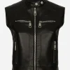 Zip-up leather vest