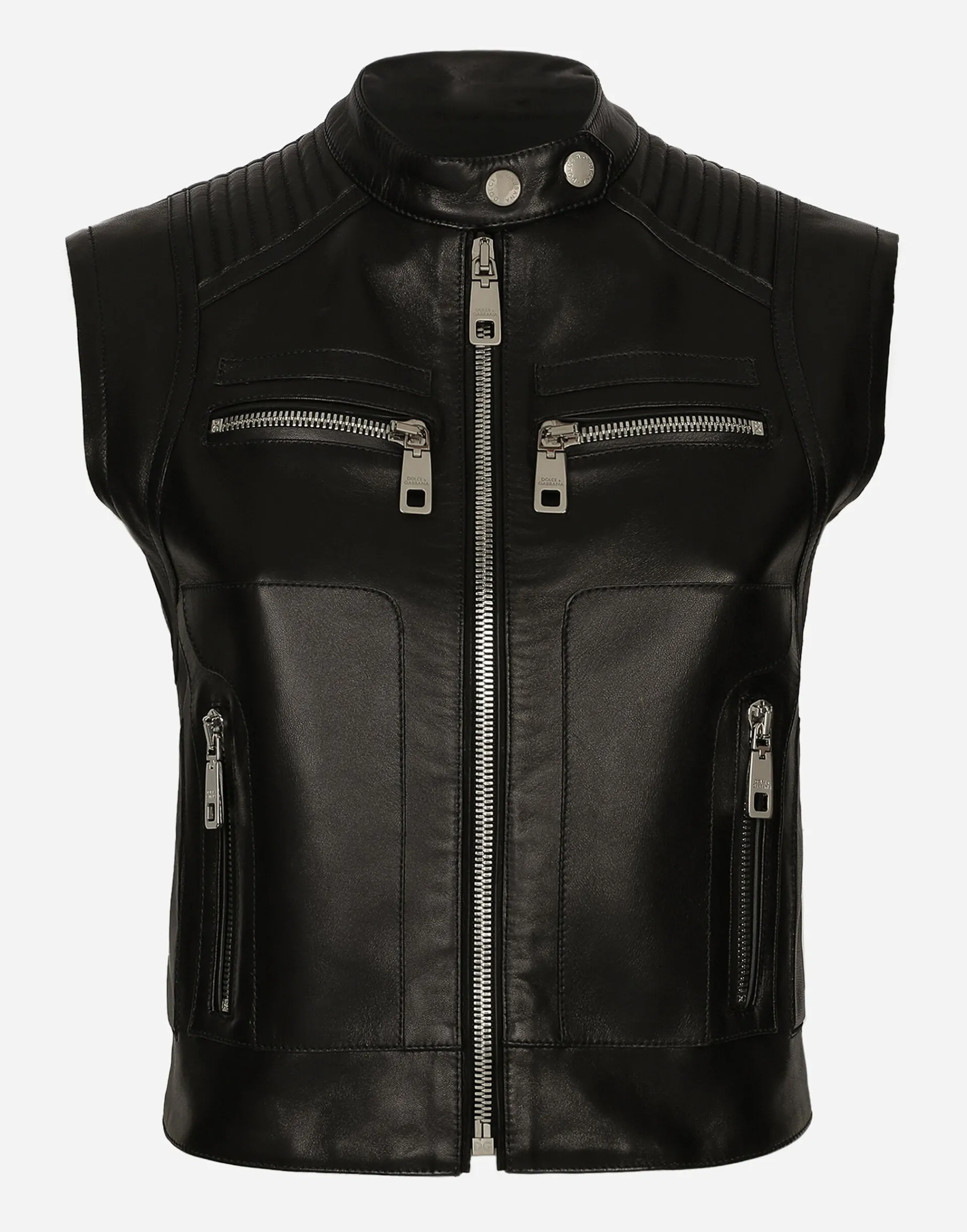 Zip-up leather vest